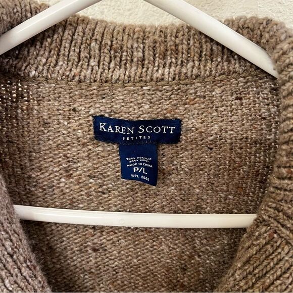 Karen Scott Taupe Knit Sweater (Size P/L) - Picture 4 of 4